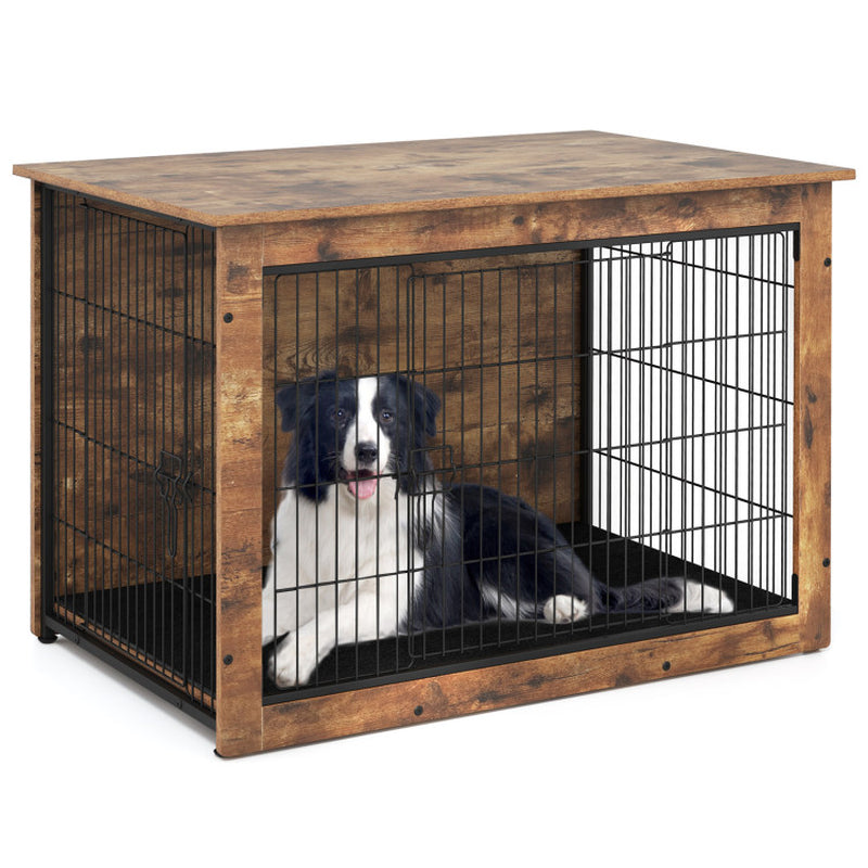 Dog Crate Furniture with Cushion and Double Doors for Small/Medium Dogs