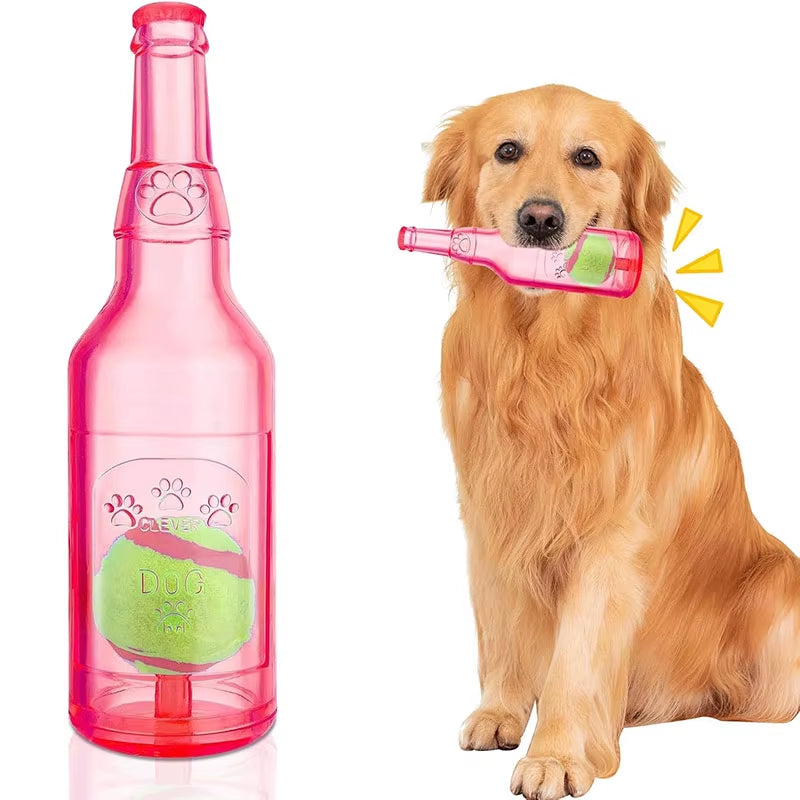 Water Bottle Dog Toy for Aggressive Chewers, Squeaky Water Bottle Dogs Chew Toysn Interactive Pet Toys to Exercise and Accompany