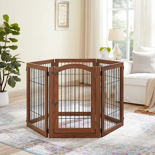 Serra Wire Pet Free Standing Gate with Two Pairs of Support Feet