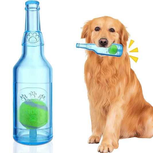 Water Bottle Dog Toy for Aggressive Chewers, Squeaky Water Bottle Dogs Chew Toysn Interactive Pet Toys to Exercise and Accompany