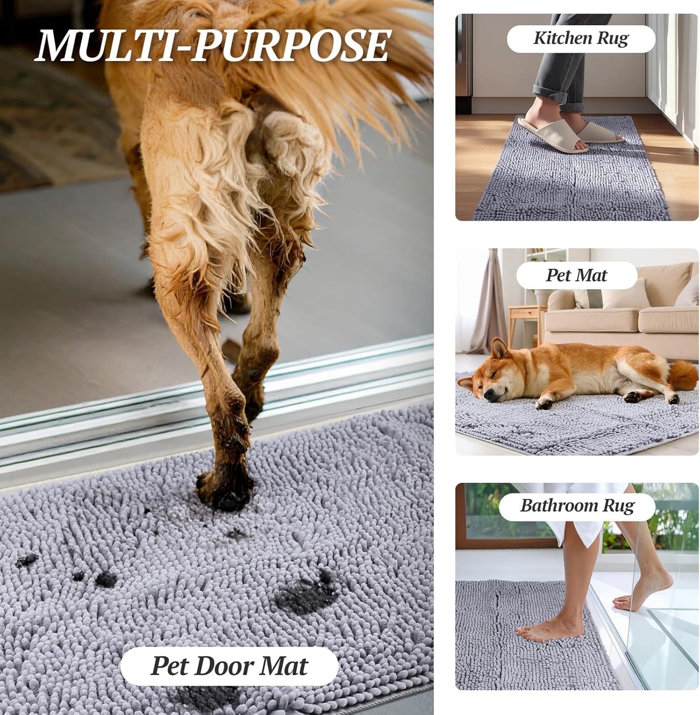 Dog Door Mat Absorpmax Dog Rug for Muddy Paw, Mat for Muddy Paw Door Indoor Floor Entryway, Waterproof Washable & Water Absorbent Dirt Trapper, 31" × 20", Beige