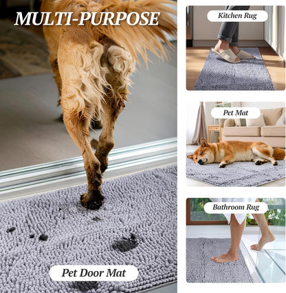 Dog Door Mat Absorpmax Dog Rug for Muddy Paw, Mat for Muddy Paw Door Indoor Floor Entryway, Waterproof Washable & Water Absorbent Dirt Trapper, 31" × 20", Beige