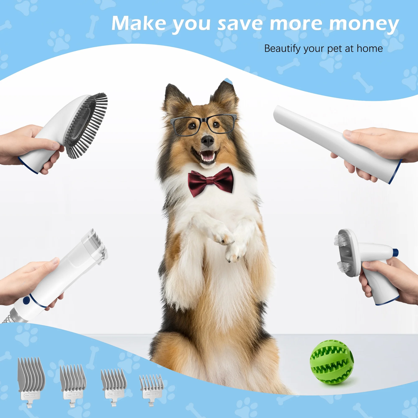 4-In-1 Dog Grooming Kit with Low Noise Clippers and Supplies, 9-Pack