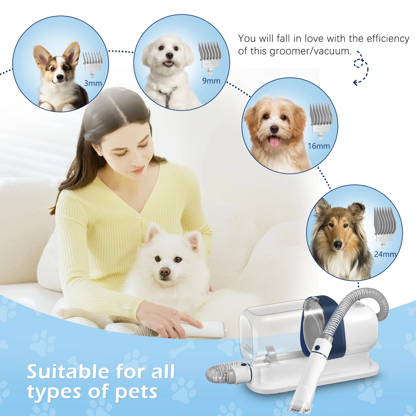 4-In-1 Dog Grooming Kit with Low Noise Clippers and Supplies, 9-Pack