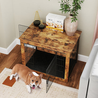 Dog Crate Furniture with Cushion and Double Doors for Small/Medium Dogs