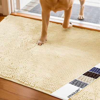 Dog Door Mat Absorpmax Dog Rug for Muddy Paw, Mat for Muddy Paw Door Indoor Floor Entryway, Waterproof Washable & Water Absorbent Dirt Trapper, 31" × 20", Beige